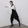 [EAM] Gilet da donna nero con spacco incrociato lungo asimmetrico allentato nuovo scollo a V senza maniche moda primavera autunno 1B677 201102