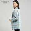 Vimly Woolen Coat Women Elegant Office Lady Lady Plaid Turn Down Double Breched Thick Winter CasuareMemaly Overcoat 30090 201215