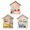 mini doll house miniatures living room diy dollhouse books miniature kit wooden house for children furnitures maison de poupee 201217