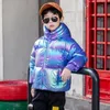 Младенческий детский толщиной теплой пуховик меховой воротник пальто сплошной куртку хлопок мальчик одежда мода с капюшоном куртка мальчик хлопок пальто 201102