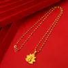 Lotus Flower Gourd Pendentif Femme Clavicule Chaîne vague 18K Yellow Gold Rempli Bijoux Cadeau