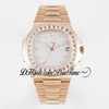 2020 PPF 5711P 324SC 324CS Automatic Mens Watch Square Diamond Bezel Ros Gold White Dial Diamond Markers SS Best Edition PTPP Puretime FP06d