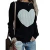 Contrast Color Love Heart Pullovers Autumn Women's Loose Sweet Knitted Jumpers Mujer Lover Knitting Sweaters Plus Size