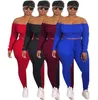 Designer Women Tracksuits Off Shoulder Outfits Hoodies Leggings 2 Piece Set Sexiga byxor BodyCon Pants Crop Top Fashion Fall Sell Bg