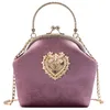 حقائب المساء 2022 FEMME RETRO VELVET PEARL Handbag Vintage VELOR VELOR HEART DESIC BAG WEDDEN