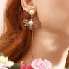 Insektenmuster Dame Strass Bohrer Ohrringe für Partykonzert Frauen Perle Biene kurze lange baumeln Mode Rassel Ohrringe