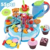 37- DIY låtsas leka fruktskärning födelsedagstårta kök matleksaker cocina de juguete leksak rosa blå flickor gåva för barn LJ201009