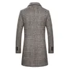 Men S Plaid Wool Coat Winter New Style Fashion Casual Slim Fit Thicken Warm Long Jacket Mane Brand Overcoat LJ201106