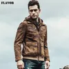 Men's Retro Autumn Winter warm Coat Real leather Motorcycle jacket Detachable Hooded Male Genuine Leather Jacket 201128