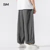 Chinese stijl oversized broek bedrukt linnen wijde pijpen streetwear casual tai chi kung fu heren recht 220212