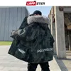 Lappster Camo Veste d'hiver épais hommes streetwear à capuche Parka manteau de fourrure homme harajuku japonais noir veste bouffante plus taille 201123