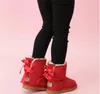 Bambini Bailey 2 Stivali con fiocchi Stivali da neve per bambini in vera pelle Solid Botas De nieve Calzature per ragazze invernali Stivali per bambine 777