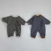 Fashion Baby Girl Plaid Rompers Cute born Long Sleeve Jumpsuit Infant Cotton Clothes Kids Boys Casual 211229