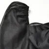 2021 Vår långärmad fyrkantig hals svart ren färg stickad bowknot paneled kort klänning kvinnor mode klänningar j23161007