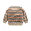 Nueva moda de invierno ropa para niños bebe unisex algodón lana de punto suéter a rayas niño bebé niño chaqueta camiseta 1-6 años