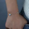 Partihandel Delikat Mode Smycken Sparking Bling Cz Star Round Opal Charm Link Kedja Justerat Armband för Kvinnor Julklapp 15with4cm