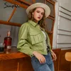 Simplee Casual faux leather jacket women Fashion green motorcycle pocket female leather coat High street short ladies jackets LJ200813