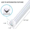 8ft LED-verlichtingsarmaturen v-vorm T8 LED buis licht 8ft 2ft 4ft 5ft 6ft 8 voet 120W dubbele rij lamp lichten AC85-277V linkabel winkel licht