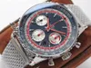 AIF B01 Chronograph 43 Swissair A7750 Orologio da uomo automatico AB01212B1C1A1 Quadrante blu bianco Bracciale in maglia d'acciaio Best Edition PTBL Puretime I9