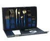 24 Pz / set Set di posate a specchio Stoviglie da cucina 6 colori Stoviglie in acciaio inossidabile Coltello Forchetta Cucchiaio Set da pranzo Ristorante LLS179-WLL