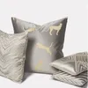 Funda de cojín DUNXDECO funda de almohada decorativa moderna Simple leopardo gris lujo arte Coussin tela de alta densidad 210201