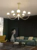 Filial pós-moderna Bolha de vidro LED Candelabro Nórdico Luxo interior Sala de estar Quarto de ouro / preto Luminária de suspensão