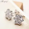 Stud Anenjery 925 Sterling Silver Zircon Snowflake Flower Earrings For Women Brincos Gift Boucle D'oreille Oorbellen S-E071