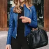 Slim Fit Kunstlederjacke Damen Classic Moto Biker PU Leater Frühling Herbst Basic Reißverschlussmantel Plus Size Oberbekleidung