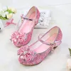 Bahar Çocuk Kız Yüksek Topuk Prenses Dans Sandalet Çocuk Ayakkabıları Glitter Deri Moda Kız Parti Elbise Düğün Ayakkabı