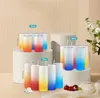 16oz 20oz 25oz sublimatie gradiënt rechte bril drinkglas met bamboe deksel deksels DIY multi-color bier kan glas sublimeren bier beker kleur onderaan