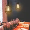 Industrial Mini Pendant Light Vintage Hanging Cage Ceiling Lights Adjustable Pendant Lamp for Kitchen Dining Room Bars (no bulb)