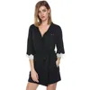 Ekouaer Frauen Nachtwäsche Nachtwäsche Kimono Robe Soild Winter Herbst Casual Baumwolle Bademantel Gürtel Elegante Badezimmer Spa Robe 210203