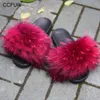Pantofola da donna Real Raccoon Fashion Style Furry Slides Morbide scarpe calde e soffici in pelliccia S6020E Y200423
