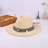 NY SURE SOMMER BOHEMIAL STIL KVINNA JAZZ CAPS HATS MED WIDE BIRM Women Straw Vintage Hat Floppy Sun Beach Church Cap Gorros Y200102