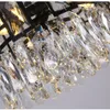 Modern svart ljuskrona lampor belysning för matsal Luxury Kitchen Island Crystal Chain Clandeliers Home Decoration Cristal Lustres