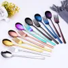 New gold rainbow stirring scoops mug ice scoop dessert ladle spoon Stainless steel spoon fork home Kitchen Dining Flatware