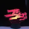 Anime JoJo's Bizarre Adventure Letter Design Led Night Light Touch Sensor Colorful Nightlight per la decorazione domestica Lampada da tavolo 3d regalo