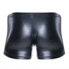 Sexy gay jockstraps calcinha para masculino lingerie shorts de couro faux cuecas botões de prensa de roupas íntimas com bolsa de protuberância aberta8241265