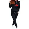 Mulheres Hoodies Chairsuits Outono Inverno 2 Piece Set Imprimir Drawstring Pullover Moletom Calças Calças Sportswear Ternos Suits Outfit1