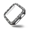 Kvinna Luxury Two Rows Diamond SmartWatch Case för Apple Watch 1 2 3 4 5 6 PC Armour Cover för IWatch 38mm 40mm 42mm 44mm Skärmskydd Fram Bra kvalitet