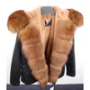 Maomaokong Winter Jacket Parka Natural Fur Collar Real Fur Coat Fux Fux Fur Lining women Coat Womens Winter Fashion 201125