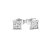 3 Row Micro Pave Bling Square Stud Earrings for Men Women Gold Plated Iced Out Cubic Zirconia CZ Stone Screw Back Earrings Gift Ne279l