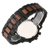 Naturalny drewniany zegarek dla mężczyzn luksus wielofunkcyjny kalendarz data męska czarny orzech drewniany zespół sandałowy drewno na rękę kwarta 2704