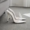 Sandálias femininas pontiagudas peep toe salto agulha transparente transparente branco NIUFUNI chinelos femininos tamanho grande 35-42 sapatos femininos Q1208