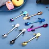 Creativo Cucchiaio gatto lungo pedinato Cucchiaio caffè gattino Acciaio inossidabile Dessert Scoop colore Utensili da cucina per la casa T9I001046