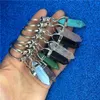 Fashion Chakra Hexagon Prism Natural Stone Keychain Key Ring Handtas Hangt mode sieraden Gift Will en Sandy Drop Ship