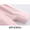 KPYTOMOA Women 2020 Modne duże kieszenie na nieregularne bluzki vintage długie rękawowe otwory wentylacyjne żeńskie koszule blusas szyk topy t200803