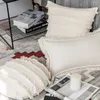 Beige lin coton glands taie d'oreiller ronde décorative housse de coussin décor à la maison jeter taie d'oreiller 45x45cm/30x50cm 210201