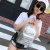 Mini seyahat çantaları gümüş lazer kadın kız omuz çantası pu deri okul sırt çantası y201224