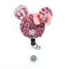 10 pcs/lot Fashion Key Rings Style Cute Mouse Head Animal Rhinestone Retractable Card Holder Nurse Doctor Teacher Office Supply ID Working Accessories